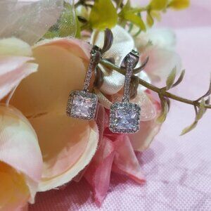 18k white gold Swarovski Elements crystal Women's earring